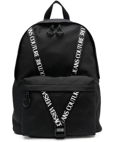 Versace Range V-webbing Sketch 1 Nylon Micro Stripe Backpack - Black