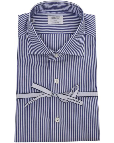 Mazzarelli Striped Shirt - Blue