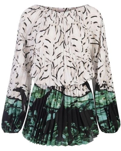 Stella Jean Printed Mini Dress With Long Sleeves - White