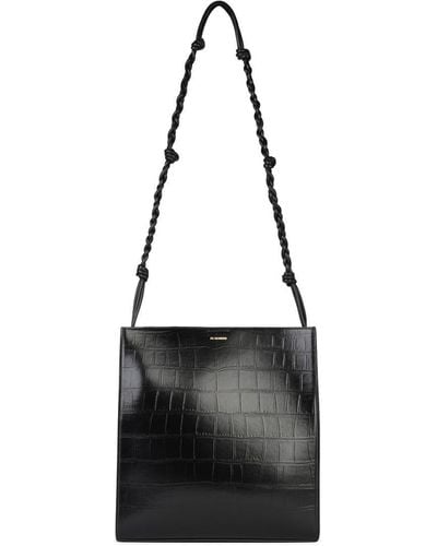 Jil Sander Medium Tangle Leather Crossbody Bag - Black