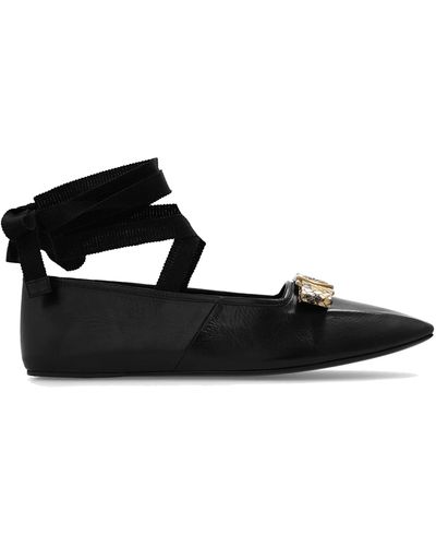 Gucci Double G Leather Ballet Flat - Black