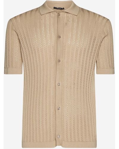 Tagliatore Crochet Ribbed Cotton Shirt - Natural
