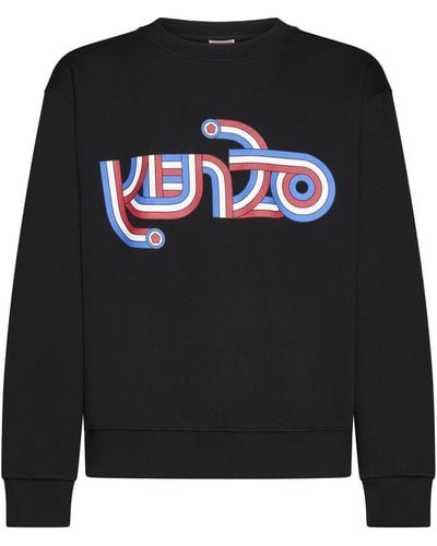 KENZO Logo Cotton Oversized Sweatshirt - Black
