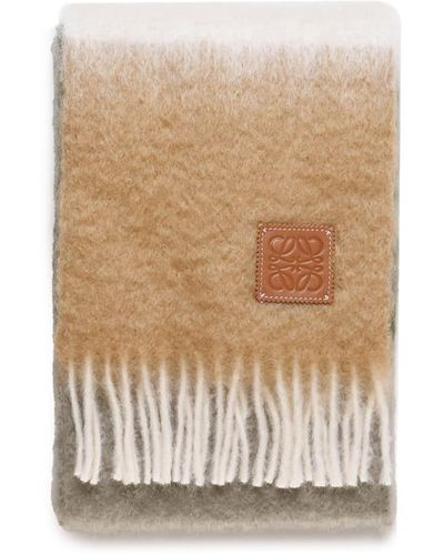 Loewe Wool And Mohair Striped Scarf - White