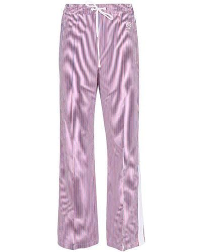 Loewe Striped Cotton Tracksuit Pants - Purple