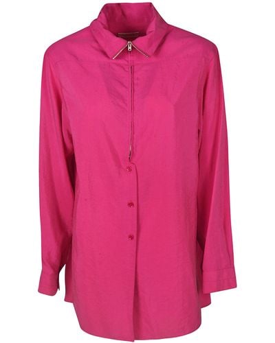 Lemaire Collar Semi-Zipped Shirt - Pink