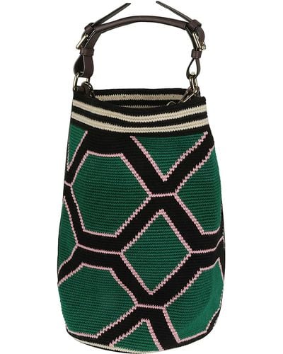 Colville Knitted Bucket Bag - Green