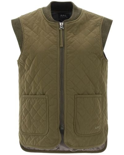 A.P.C. 'emilie' Quilted Vest - Green