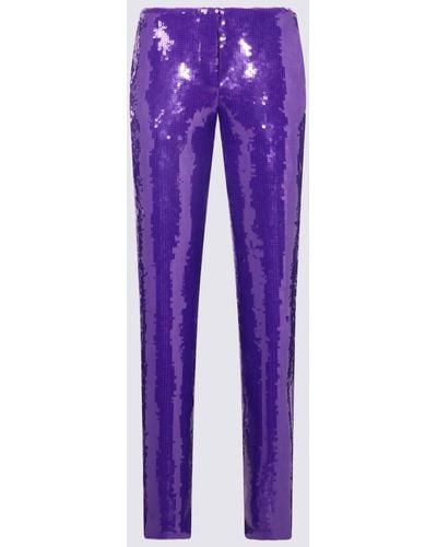 LAQUAN SMITH Grape Paillettes Stretch Trousers - Purple