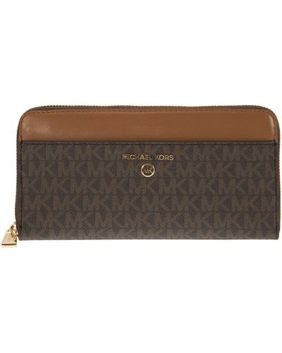 Michael Kors Continental Wallet With Printed Canvas - Brown