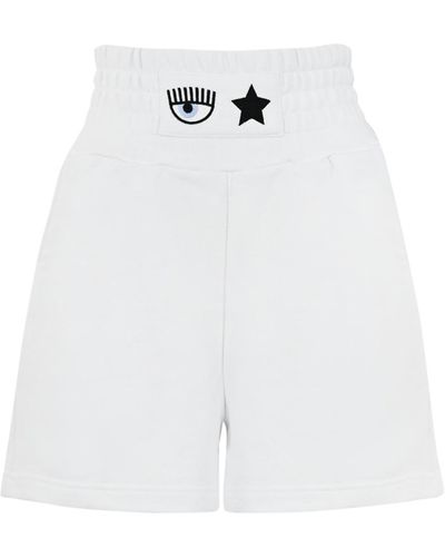 Chiara Ferragni Shorts With Star Eyes Application - White