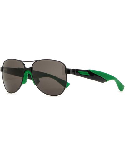 Bottega Veneta Metal Mitre Aviatore Sunglasses - Green