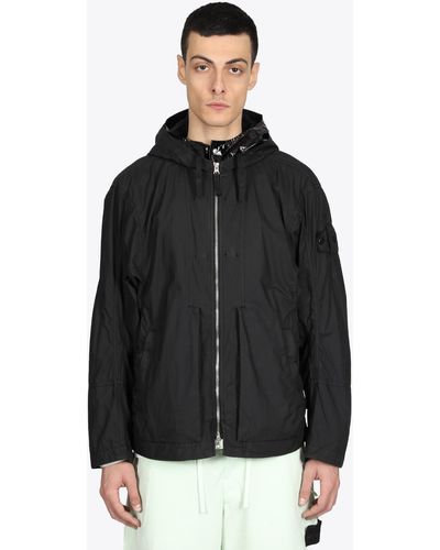 Stone Island Shadow Project Short Parka Chapter 2 Black Cotton Short Parka With Detachable Hoodie