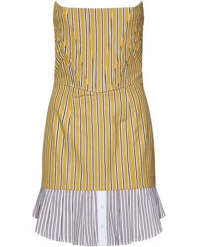 DSquared² Preppy Striped Bustier Mini Dress - Yellow