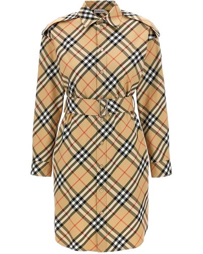 Burberry Check Chemisier Dress - Natural