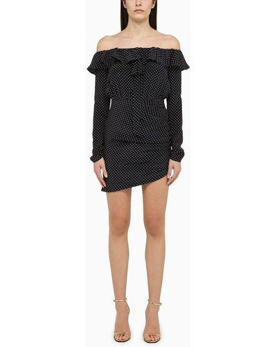 Alessandra Rich Silk Minidress With Polka Dots - Black