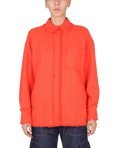 MSGM Camicia In Cotone Con Frange - Red