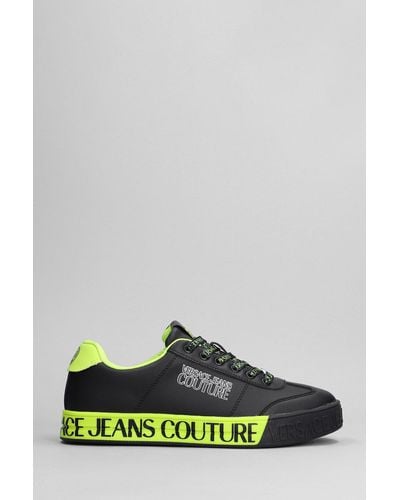 Versace Trainers In Black Leather - Green
