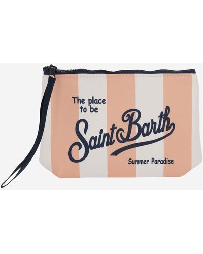 Mc2 Saint Barth Scuba Clutch Bag With Striped Pattern - White