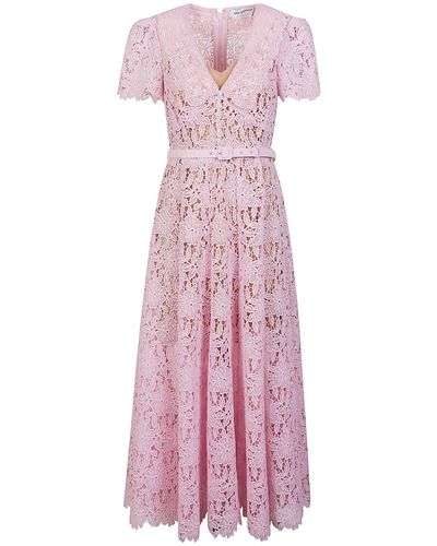 Self-Portrait Guipure Lace Midi Dress - Pink