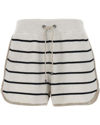 Brunello Cucinelli Striped Shorts Bermuda, Short - Gray