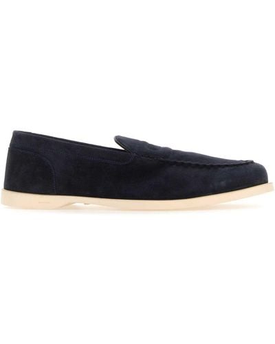 John Lobb Suede Pace Loafers - Blue
