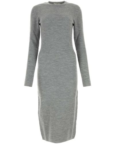 Fendi Melange Wool Blend Dress - Grey