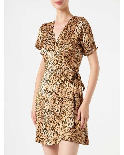 Mc2 Saint Barth Short Dress With Leopard Print - Natural