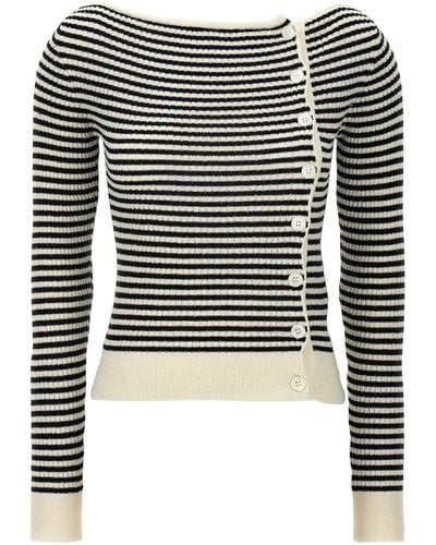 N°21 Striped Cardigan Sweater, Cardigans - Black