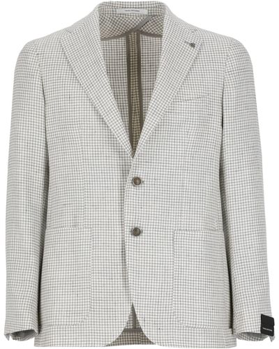 Tagliatore Linen And Virgin Wool Jacket - Grey