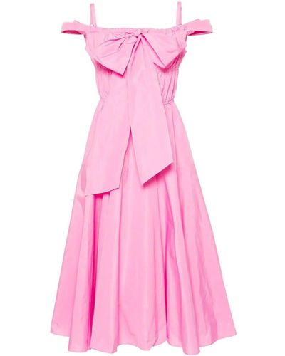 Patou Bow-Detail Cocktail Midi Dress - Pink