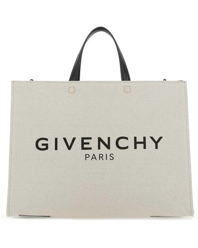 Givenchy Ivory Canvas Medium G Shopping Bag - White