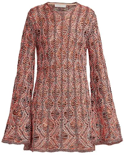 Chloé Diamond Knit Tunic Dress - Brown