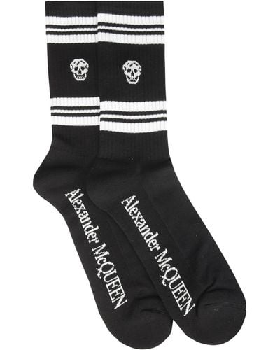 Alexander McQueen Skull Logo Sport Crew Socks - Black