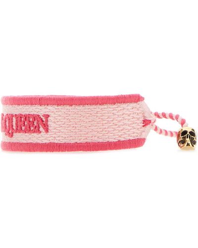 Alexander McQueen Embroidered Fabric Bracelet - Pink