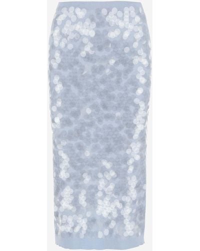 N°21 Sequined Cotton Skirt - Blue