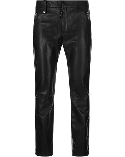 Alexander McQueen Leather Biker Trousers In - Black