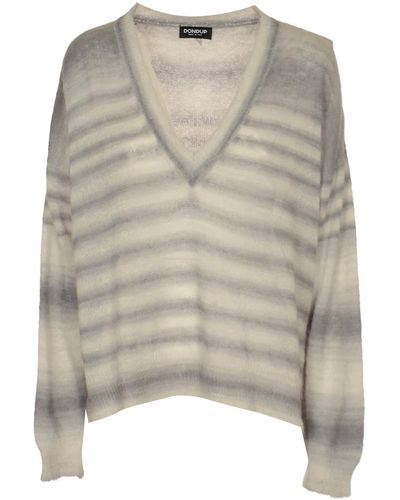 Dondup V-Neck Stripe Dyed Jumper - Natural