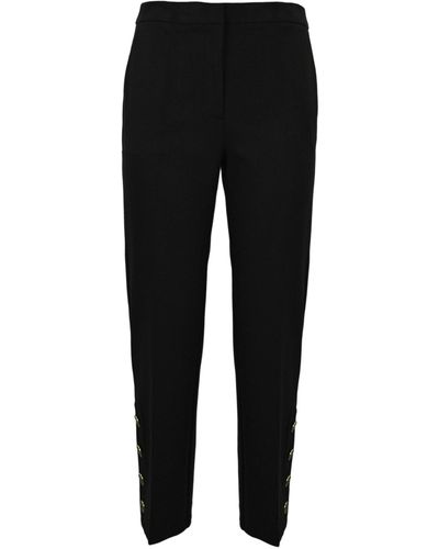 Twin Set Cropped Pants With Logoed Buttons - Black