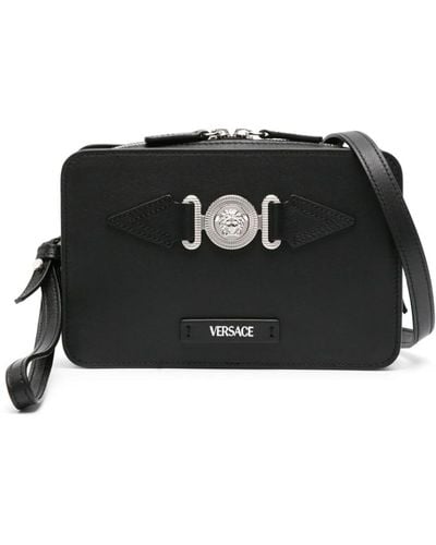 Versace Medusa biggie Small Leather Messenger Bag - Black