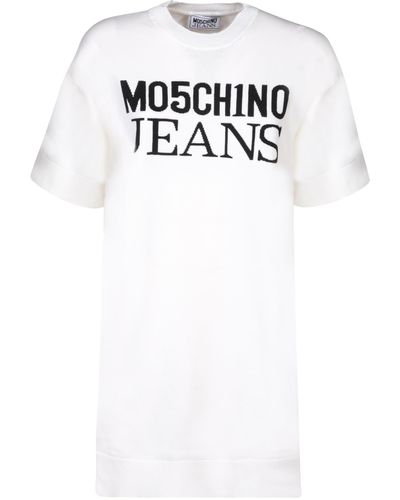 Moschino Logo T-Shirt Dress And Cotton - White