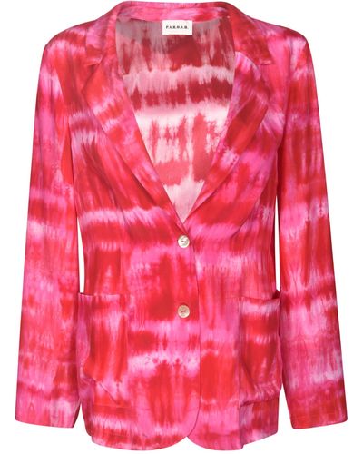 P.A.R.O.S.H. Two-Button Printed Blazer - Pink