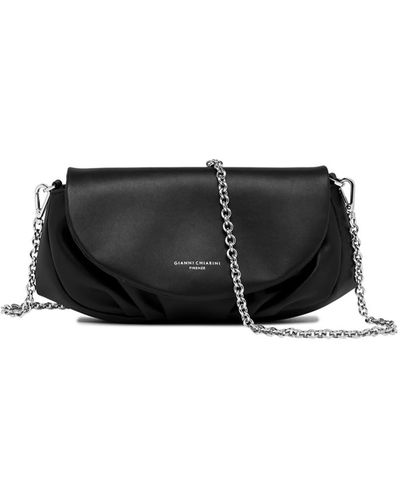 Gianni Chiarini Adele Leather Clutch Bag With Shoulder Strap - Black