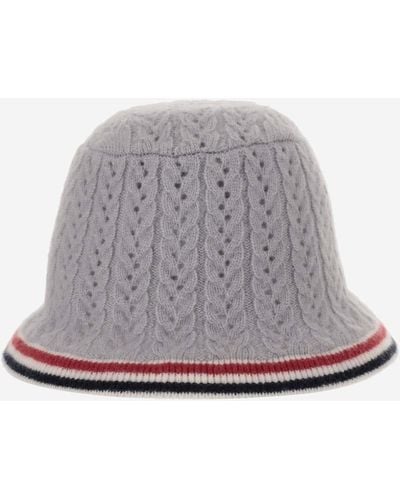 Thom Browne Cashmere Wool And Silk Blend Hat - Grey
