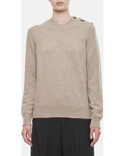 Bottega Veneta Classic Cashmere Sweater With Knot Buttons - Natural