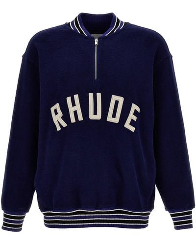 Rhude Quarter Zip Varsity Sweatshirt - Blue
