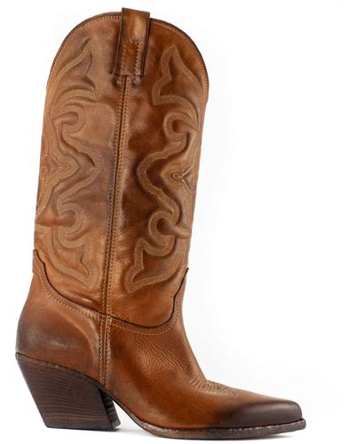 Elena Iachi Leather Texan Boots - Brown