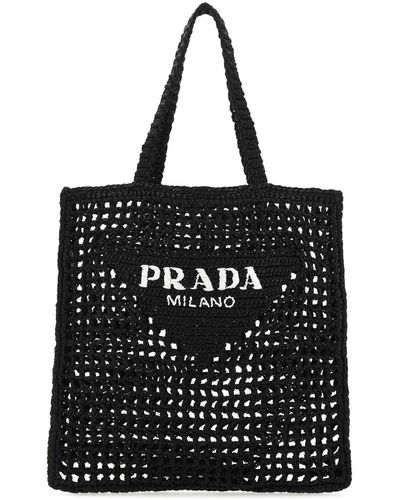 Prada Crochet Shopping Bags - Black