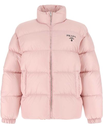 Prada Re-nylon Hooded Down Jacket - Pink