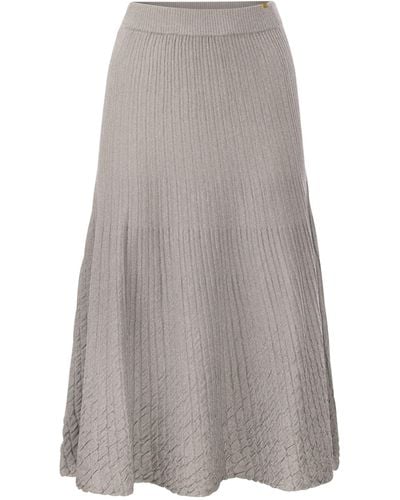 Elisabetta Franchi Metallised Viscose Midi Skirt - Gray